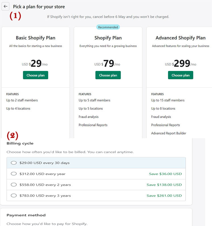 Choose-a-paid-plan-for-your-Shopify-store