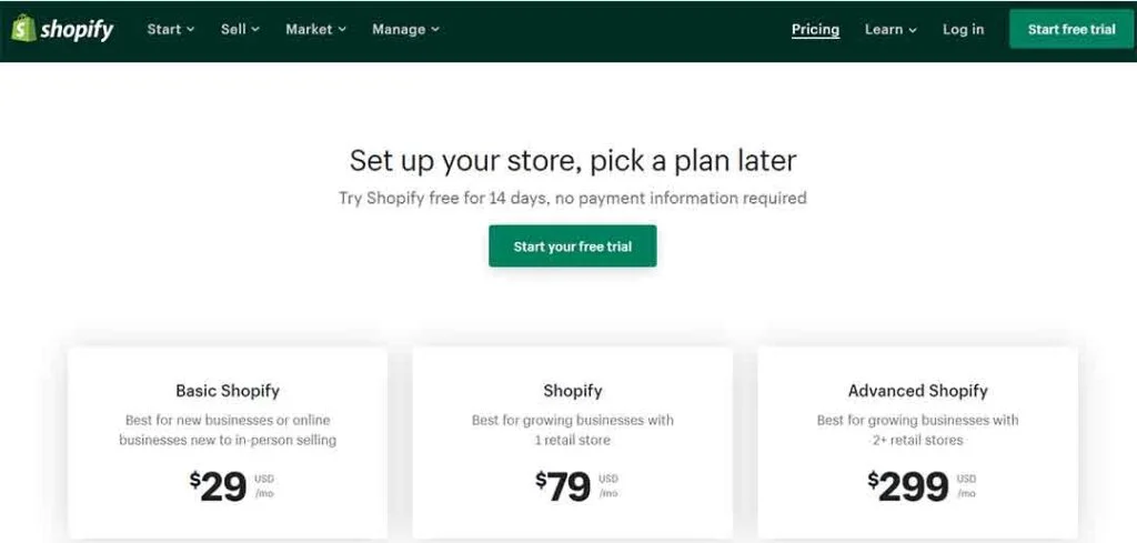 Shopify-price