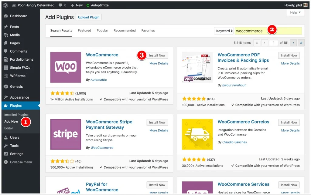 install WooCommerce plugin on Your WordPress Website
