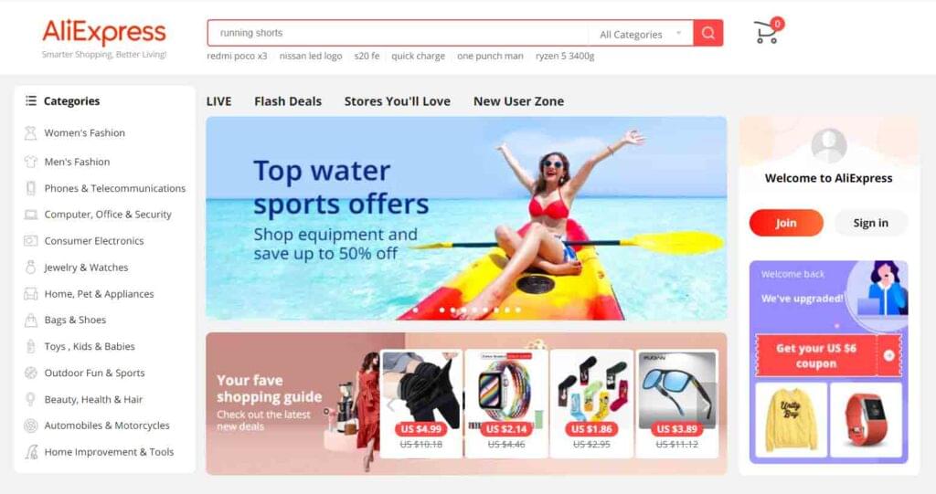 AliExpress.(Best to gain access to an unlimited number of products)